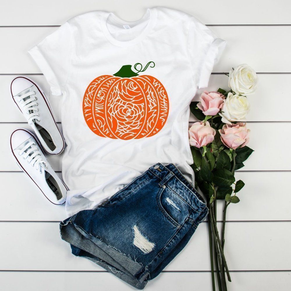 Halloween Orange Pumpkin Tee Shirt